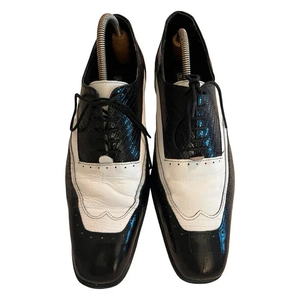 Stacy Adams Spectator Rockabilly  Men's 10M Alligator Leather Lace-Up Dress Shoe - Picture 2 of 10